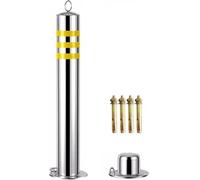 Parking Post Construction Cone Street Stanchion Industrial Delineator Post with Removable Base and Chain Hooks, Driveway Traffic Safety Cone, Ground Mounted