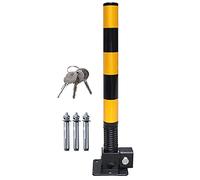 Parking Post for Driveways, Lockable Folding Security Bollard with Flexible Spring Collision Avoidance - Includes Keys for Safety