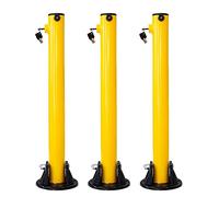 Parking Post Security Barrier - Yellow | 67CM Anti Parking Manual Lock Car Parking Bollard | Metal Fold Down Parking Post with Heavy Duty Base | Bolt Down Bollard with Key Lock - 3Pcs