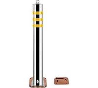 Parking Post Stainless Steel Bollard with Reflective Strip, Removable Car Barrier for Pedestrian Safety, Ideal for Schools, 7.6 x 75cm (3 x 35in)