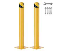 Parking Posts 2 Pack, 76cm Free Standing Safety Bollards with Installation Tools, Steel Security Barrier with Heavy Duty Base & Reflective Yellow Powder Coated for Driveways, Traffic Sensitive Areas