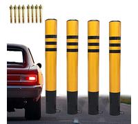 Parking Posts for Driveways, Removable Metal Security Bollard Barriers with Padlock and Reflective Traffic Cones, Ideal for Driveway Protection, Set of 4