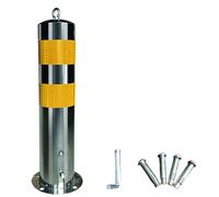 Parking Posts,Stainless Steel Removable Bold Post with Hidden Lock, Reflective Stripes & Hanging Ring for Driveway Security