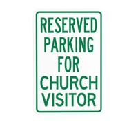 Parking Reserved For Church Visitor Metal Warning Sign with Easy Install for Indoor Outdoor Security, Business Office Home Garden Street Decor 20 x 30 cm