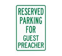 Parking Reserved For Guest Preacher Metal Warning Sign with Easy Install for Indoor Outdoor Security, Business Office Home Garden Street Decor 20 x 30 cm