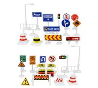 Parking Scene Toy Set for - 28 Pieces Traffic Signs for Imaginative Play | Educational Model for Birthdays, Halloween and Classroom Learning | Mate