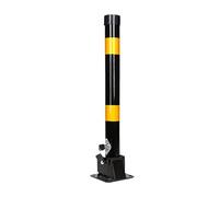 Parking Security Post, Folding Safety Bollard with Keys & 4 Free Anchor Bolts, Parking Lock, Safety Warning Column, Barrier for Road Marker(Black)
