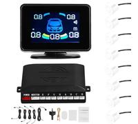 Parking Sensor Car Parking Sensor Reversing Radars System Front Rear Support Sound Warning/Buzzer/Mute With 8 Parking Sensors Radar Sensor Kits Audio Alarms(White)