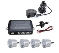 Parking Sensors Car Parking Sensor Kit 4 Sensors Buzzer Reverse Backup Sound Alert Indicator Probe System(Silver)
