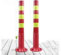 Parking Space Lock Lockable Barrier Bollards for Driveway，Plastic Reflective Tape Delineator Post with Expansion Bolts for Traffic Control, Protect Your Space (Red and Yellow, 4 Pack)