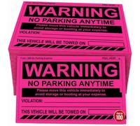 Parking Warning Stickers Hard to Remove, Pink Tow Notice, 8x5 in 100 pk