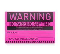 Parking Warning Stickers Hard to Remove, Pink Tow Notice, 8x5 in 100 pk