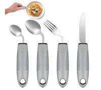 Parkinson Cutlery, Set of 4 Cutlery for Parkinson with Spoon Knife Fork, Adaptive Cutlery Set, Adaptive Cutlery Set, Adaptive Cutlery for Parkinson for Rheumatism Disabled People, Left-Handed