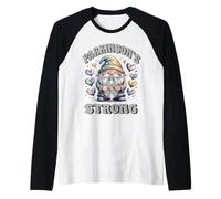 Parkinson’s Strong Gray Awareness Gnome Raglan Baseball Tee