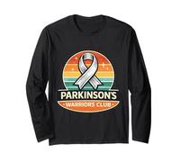 Parkinson’s Warrior Silver Awareness Ribbon Support Retro Long Sleeve T-Shirt