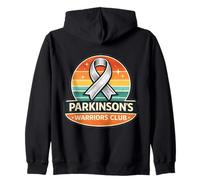 Parkinson’s Warrior Silver Awareness Ribbon Support Retro Zip Hoodie