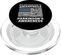 Parkinson's Awareness American Flag Gray Ribbon USA PopSockets PopGrip for MagSafe