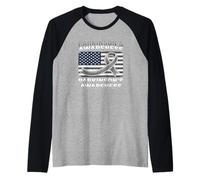 Parkinson's Awareness American Flag Gray Ribbon USA Raglan Baseball Tee