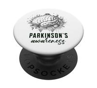 Parkinson's Awareness Ribbon Brain Support Warrior Floral PopSockets Adhesive PopGrip