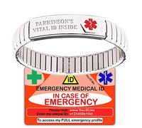 Parkinsons Bracelet, Parkinsons Disease Medical Alert Bracelet, Emergency ID Wallet Card, Personalised Bracelet, Medi Bracelet, Women or Men, Stainless Steel Medic Alert Bracelet (Parkinsons)