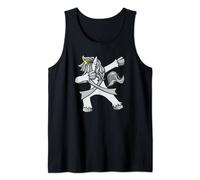 Parkinson's Disease Awareness Dabbing Unicorn Gray Ribbon Tank Top