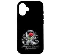 Parkinson's Disease Awareness Silver Ribbon And Red Tulip Case for iPhone 16
