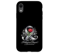 Parkinson's Disease Awareness Silver Ribbon And Red Tulip Case for iPhone XR