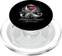 Parkinson's Disease Awareness Silver Ribbon And Red Tulip PopSockets PopGrip for MagSafe