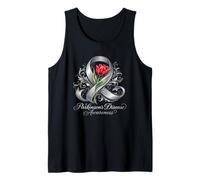 Parkinson's Disease Awareness Silver Ribbon and Red Tulip Tank Top