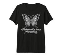 Parkinson's Disease Awareness Warrior Silver Butterfly Premium T-Shirt