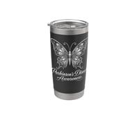 Parkinson's Disease Awareness Warrior Silver Butterfly Stainless Steel Insulated Tumbler