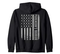Parkinson's Warrior Awareness Ribbon Flag Support Zip Hoodie