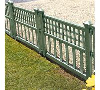 Parkland® Green Plastic Fence Panels Garden Lawn Edging Plant Border Landscape (Pack of 12)