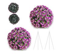 Parkland® Pack of 2 Topiary Balls 28cm - Artificial Plant Boxwood Sphere, UV Protected, No Maintenance Fake Leaf, Easy to Assemble Hanging Balls for Patio, Garden, Indoor & Outdoor - Rose Purple