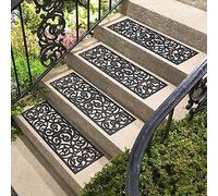 Parkland® Set of 4 Wrought Iron Effect Rubber Stair Treads Non Slip Anti Trip Step Outdoor or Indoor Door Mat