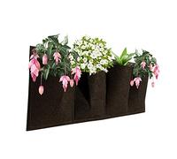 Parkland® Vertical Planting Bags Wall Hanging 4 Pockets Grow Planter Bag Wall Mounted Outdoor Indoor Greening Flower Container Gardening Home Plant Pouch Black