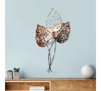 parklane metal gilded leaf wall art in brown and black