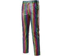 PARKLEES Mens Night Club Metallic Gold Suit Pants/Straight Leg Trousers Multicolour Sequin 30