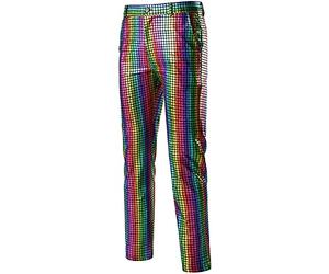 PARKLEES Mens Night Club Metallic Gold Suit Pants/Straight Leg Trousers Multicolour Sequin 30