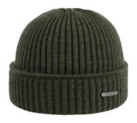 Stetson Parkman knitted hat for ladies / men - 100% merino wool winter cap - Made in the EU - One Size 54-62 cm Turn-Up Cap - Woolen cap for autumn/winter - Ribbed cap olive One Size