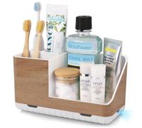 PARKMANI Toothbrush Holders for Bathroom Countertop, Kids Electric Toothbrush and Toothpaste Holder, Bathroom Accessories Vanity Organizer, Bathroom Organizers And Storage (Wood Grain)