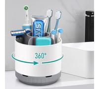 PARKMANI Toothbrush Holders for Bathrooms, Rotating Electric Toothbrush and Toothpaste Holders, Rotating Makeup Organiser, Detachable Toothbrush Caddy Organizer for Family, Kids (White)