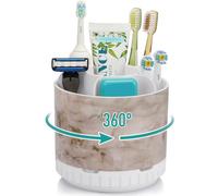 PARKMANI Toothbrush Holders for Bathrooms, Rotating Electric Toothbrush and Toothpaste Holders, Rotating Makeup Organiser, Detachable Toothbrush Caddy Organizer for Family, Kids (Marble Grain)