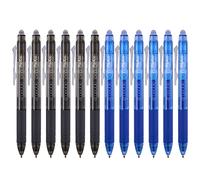 ParKoo Retractable Erasable Gel Pens Clicker Fine Point 0.7 mm, No Need for White Out, 6 Black/6 Blue Ink for Completing Sudoku and Crossword Puzzles