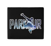 Parkour Art Men Wallet Leather Bifold Wallets with Window Slim Minimalist Front Pocket