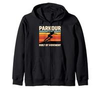 Parkour Built By Movement Retro Skateboard Athlete Zip Hoodie