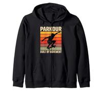 Parkour Built By Movement Retro Skateboard Athlete Zip Hoodie