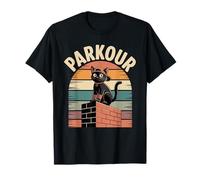 Parkour Cat Retro Sunset Running Skater Kitty T-Shirt