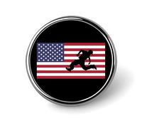 Parkour USA Flag Round Brooch Pin Badge Lapel Tie Pin for Women Men Office Worker Teacher Decor