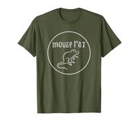 Parks & Recreation Mouse Rat Faded One Color Logo T-Shirt, Men, Olive Green, Large